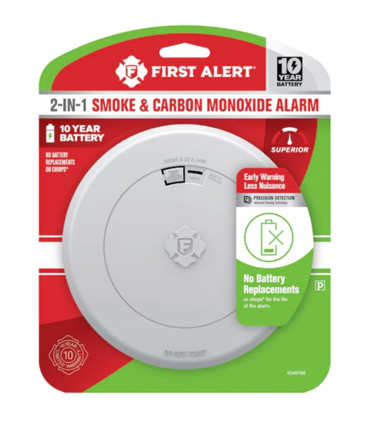 First Alert SMCO210 Sealed 10-Year Battery Combo Smoke and CO Alarm with Slim Profile