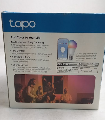 TP-Link Tapo Smart Light Bulbs, 16M Colors RGBW, Dimmable, Compatible with Al